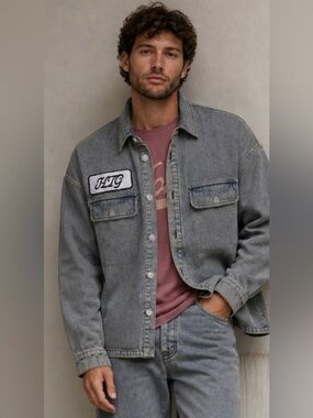 NWT Honor The Gift HTG Work Denim Shirt Jacket, Shackett in Indigo Gray Size L